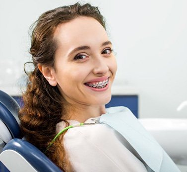 Smiling patient with braces