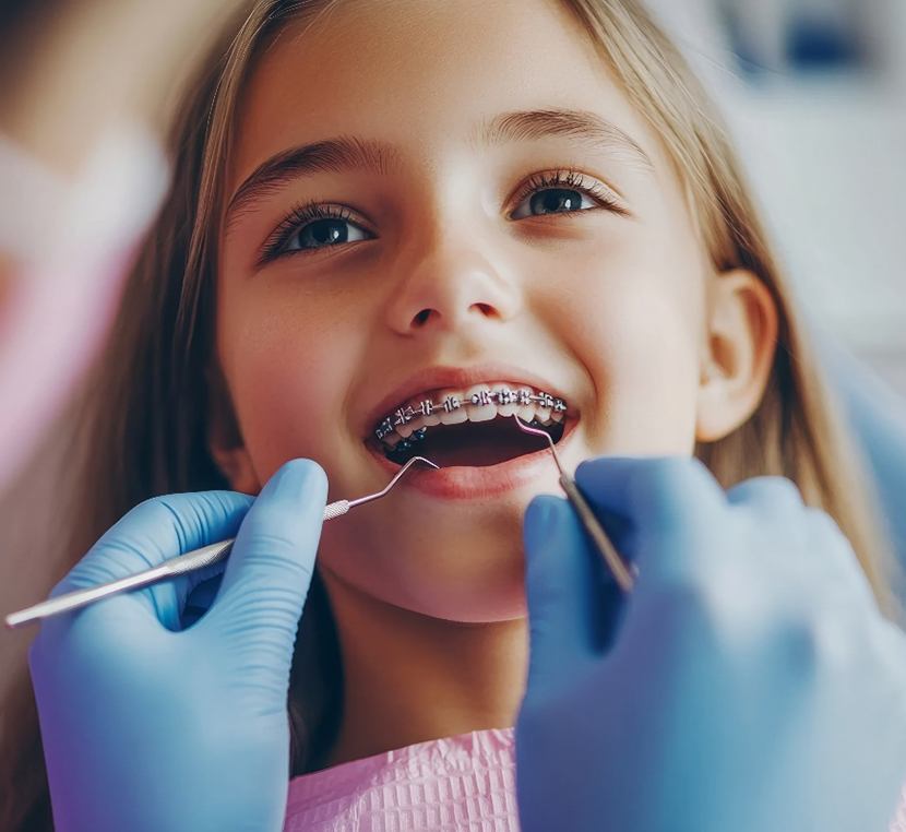 Young girl visiting the orthodontist’s office