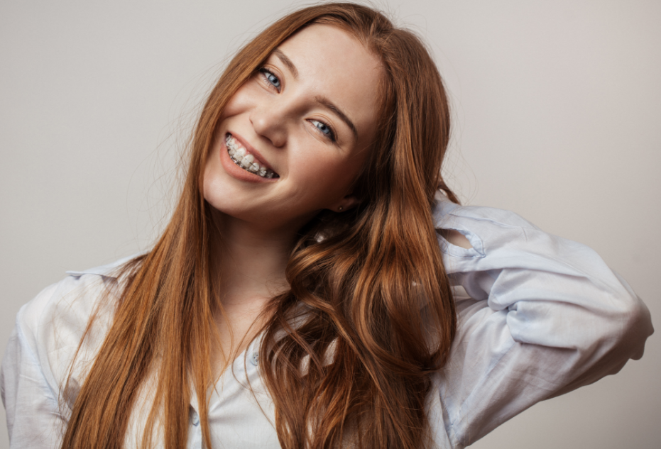 Young woman with braces